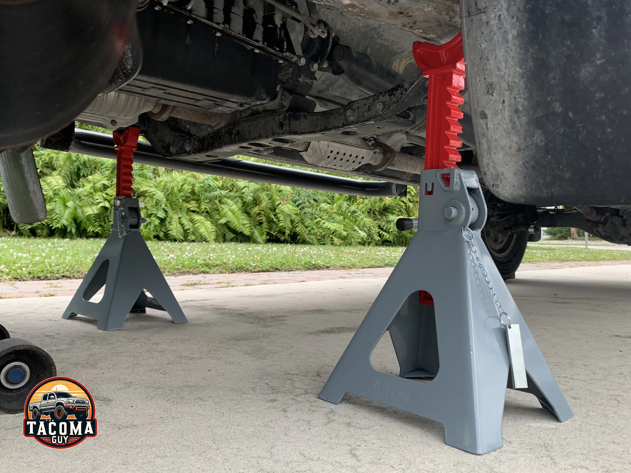 6-ton jack stands under a gen 1 toyota tacoma