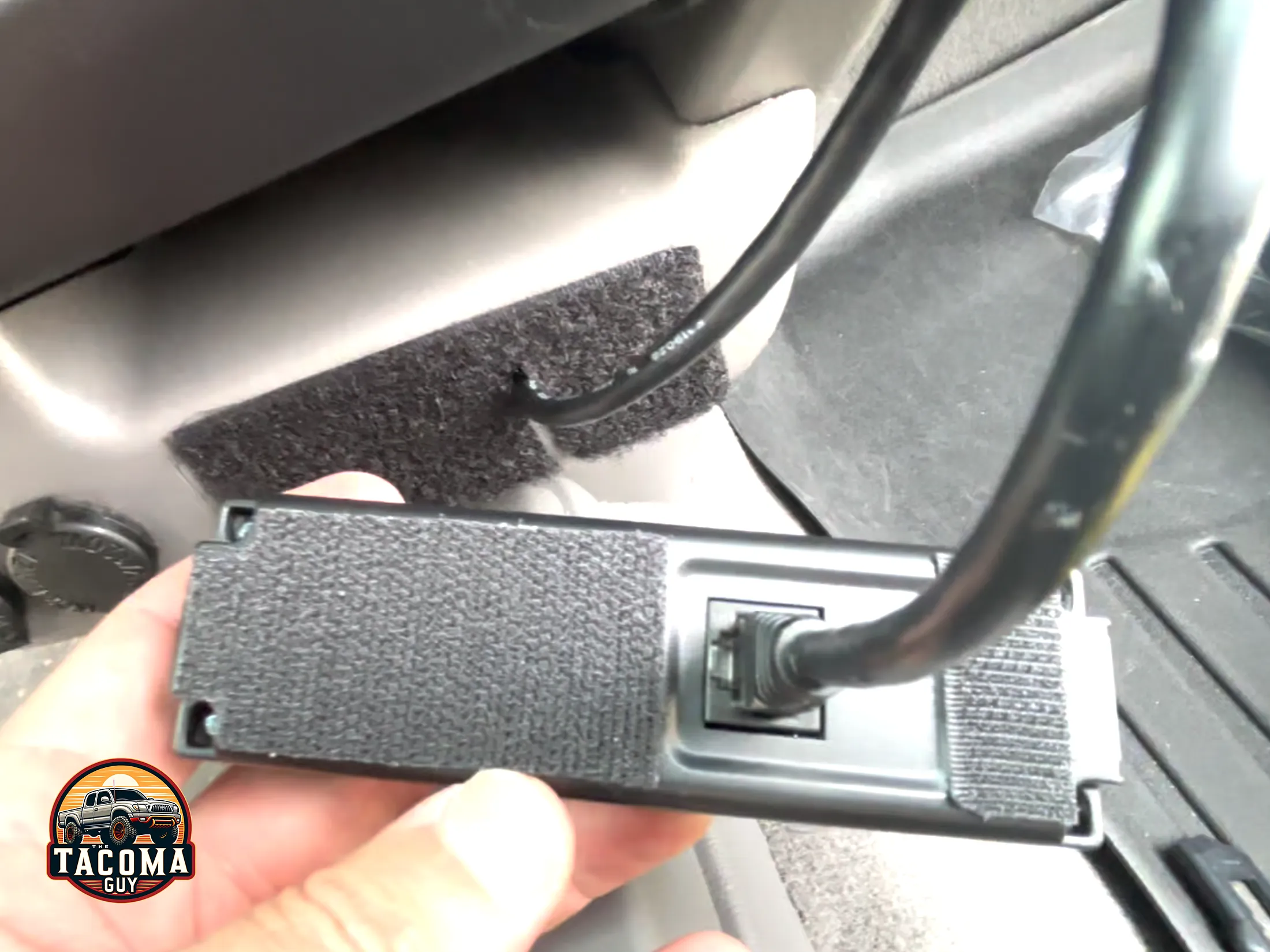 The hook part of the velcro installed on the back of the Scan Gauge head piece